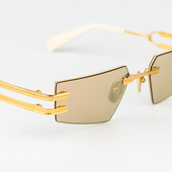 Balmain Women Sunglasses Titanium Gold Brown Geometric FIXE BPS-123D-54 - Picture 10 of 12